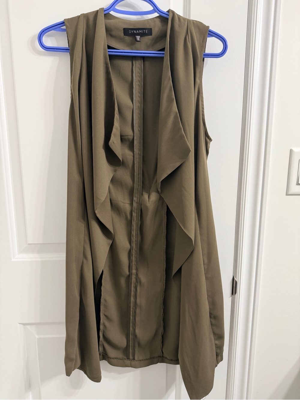 Dynamite Olive Green Sleeveless Draped Blazer